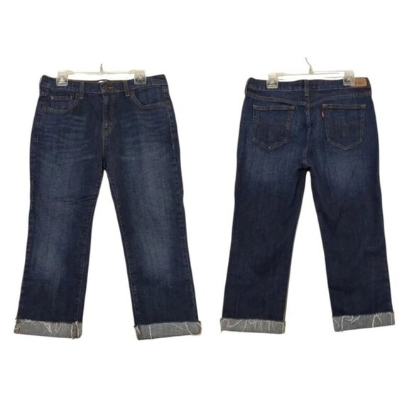 Levi's 505 Boyfriend Mid-Rise Straight Leg Crop Jeans - 12 - Great Condition - Picture 1 of 8
